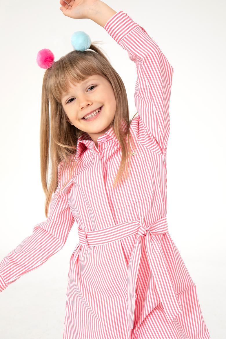 Kız Çocuk Pembe Dokuma Elbise - 50297419016