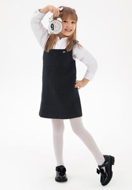 Kız Çocuk Lacivert Çizgili Jile Dokuma Elbise - 50293186004