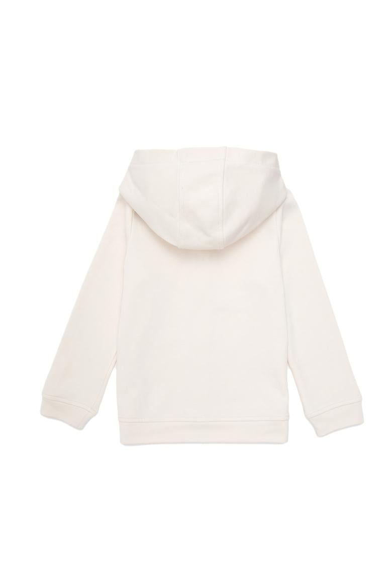 Kız Çocuk Krem Kapüşonlu Basic Sweatshirt - 50292507059
