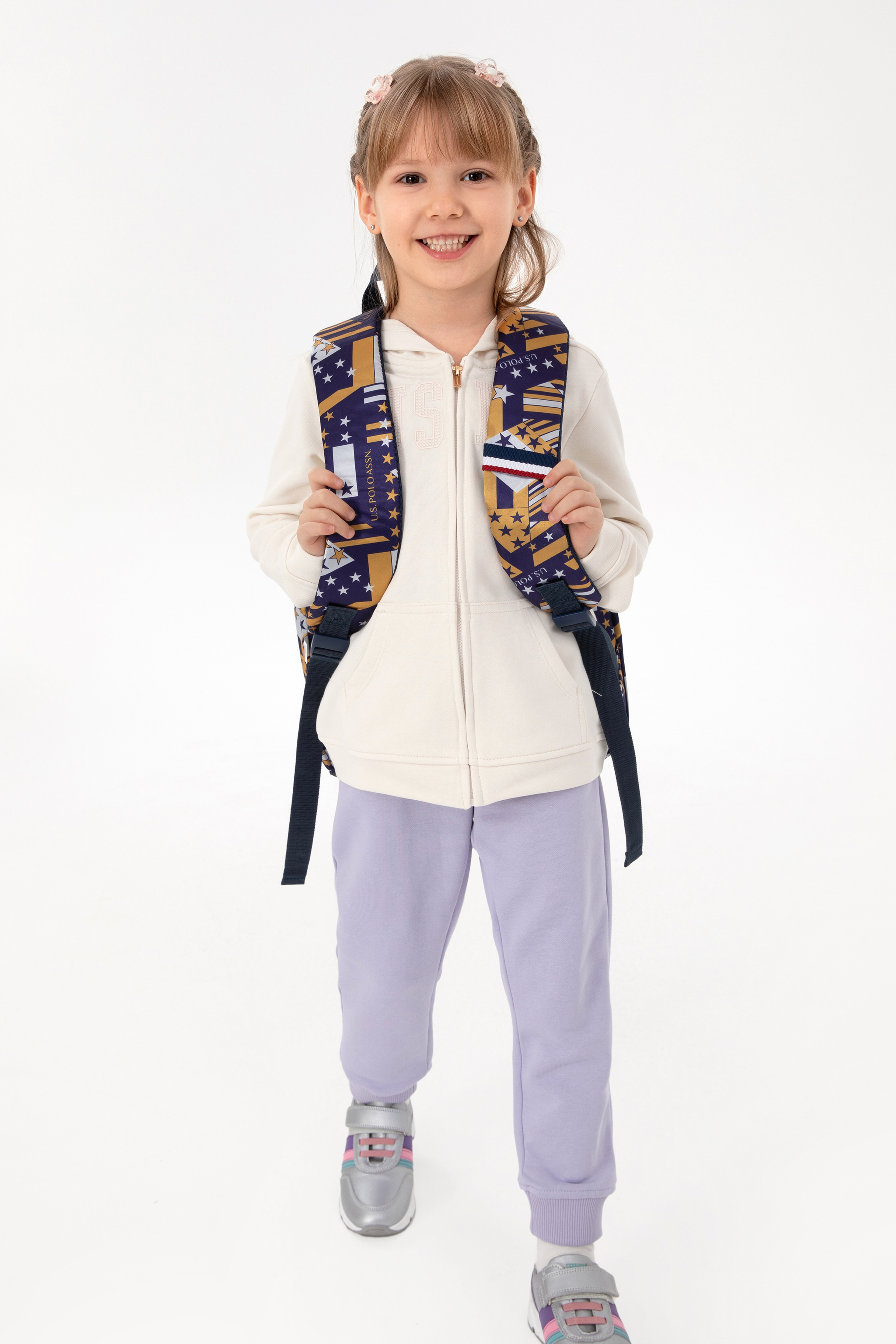 Kız Çocuk Krem Kapüşonlu Basic Sweatshirt - Image 2