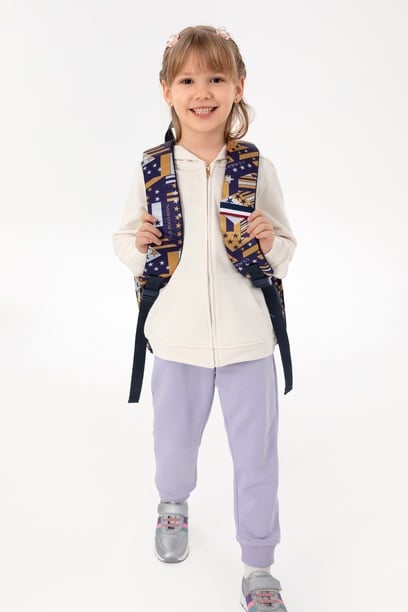 Kız Çocuk Krem Kapüşonlu Basic Sweatshirt