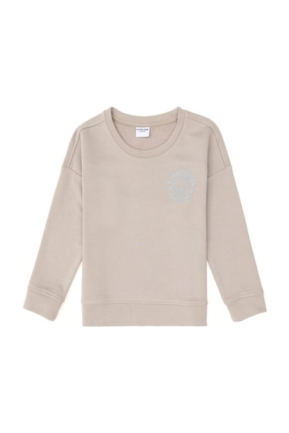 Kız Çocuk Taş Bisiklet Yaka Basic Sweatshirt