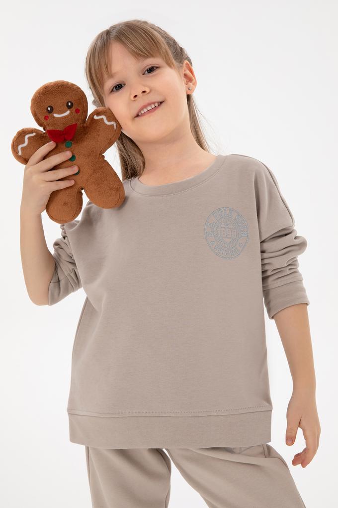 Kız Çocuk Taş Bisiklet Yaka Basic Sweatshirt