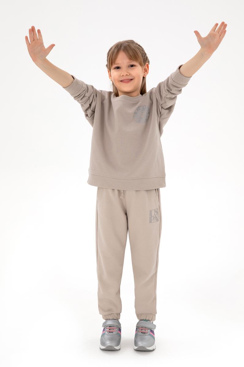 Kız Çocuk Taş Bisiklet Yaka Basic Sweatshirt