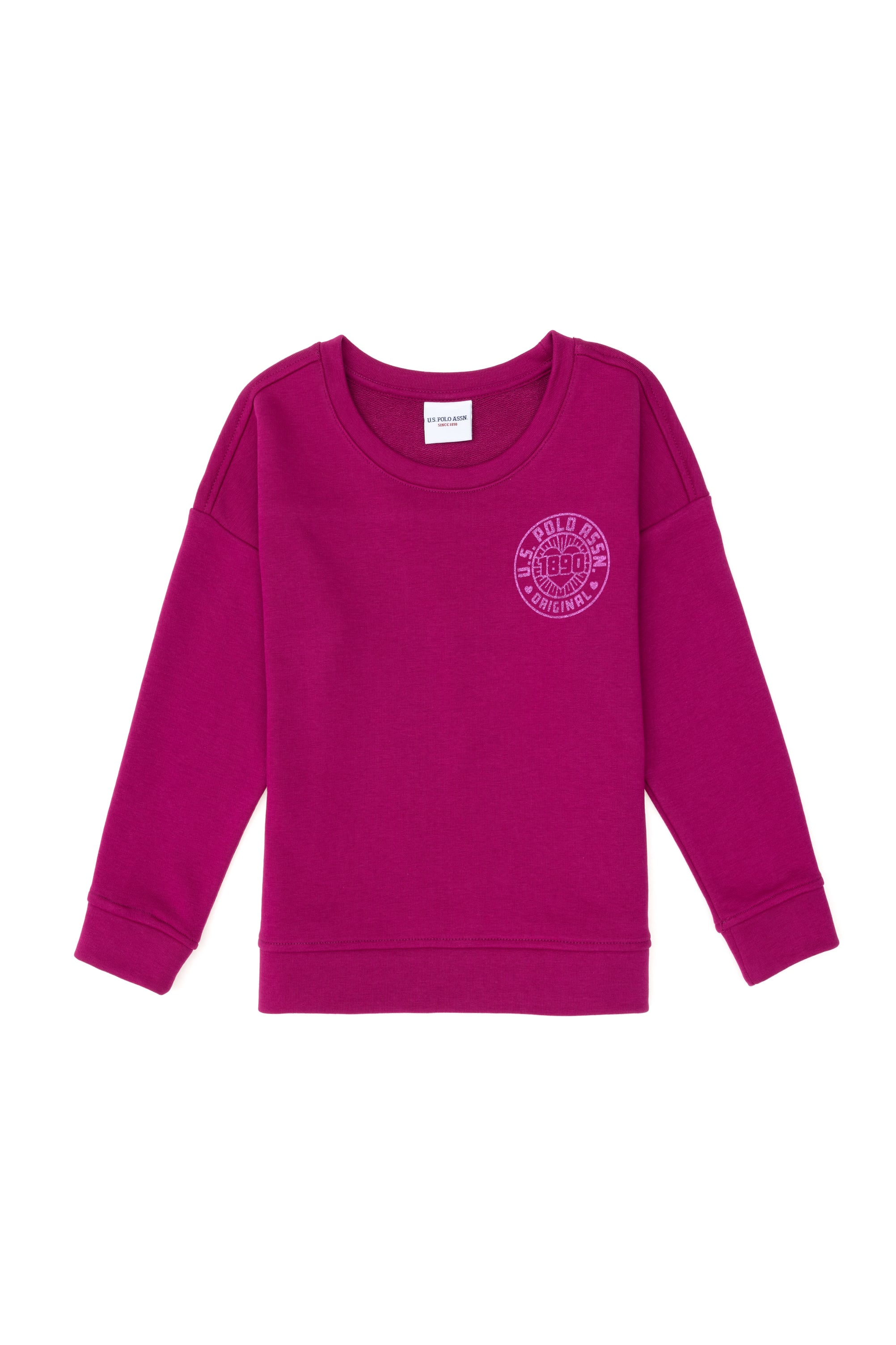 Kız Çocuk Fuşya Bisiklet Yaka Basic Sweatshirt - Image 3