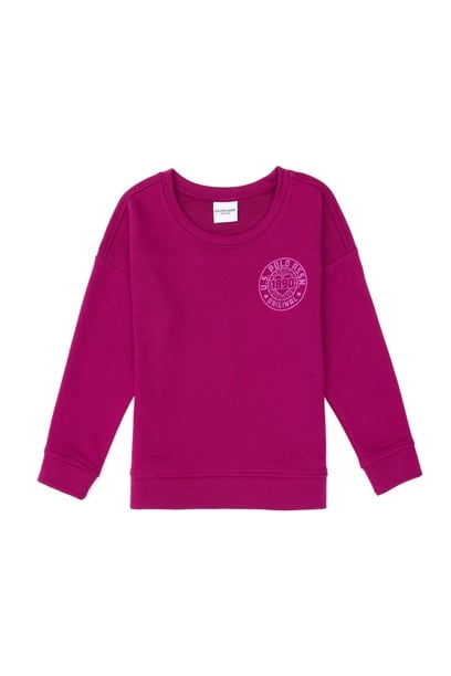 Kız Çocuk Fuşya Bisiklet Yaka Basic Sweatshirt