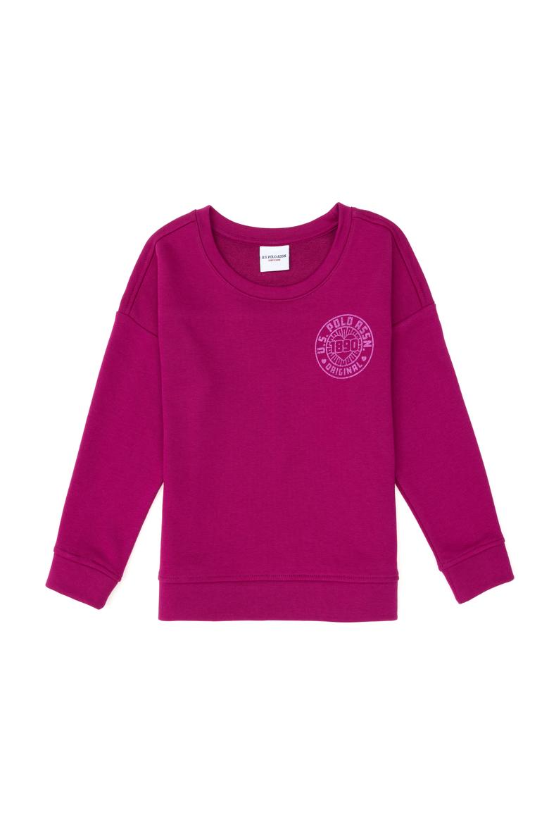 Kız Çocuk Fuşya Bisiklet Yaka Basic Sweatshirt - 50296391043