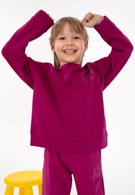 Kız Çocuk Fuşya Bisiklet Yaka Basic Sweatshirt - 50296391043