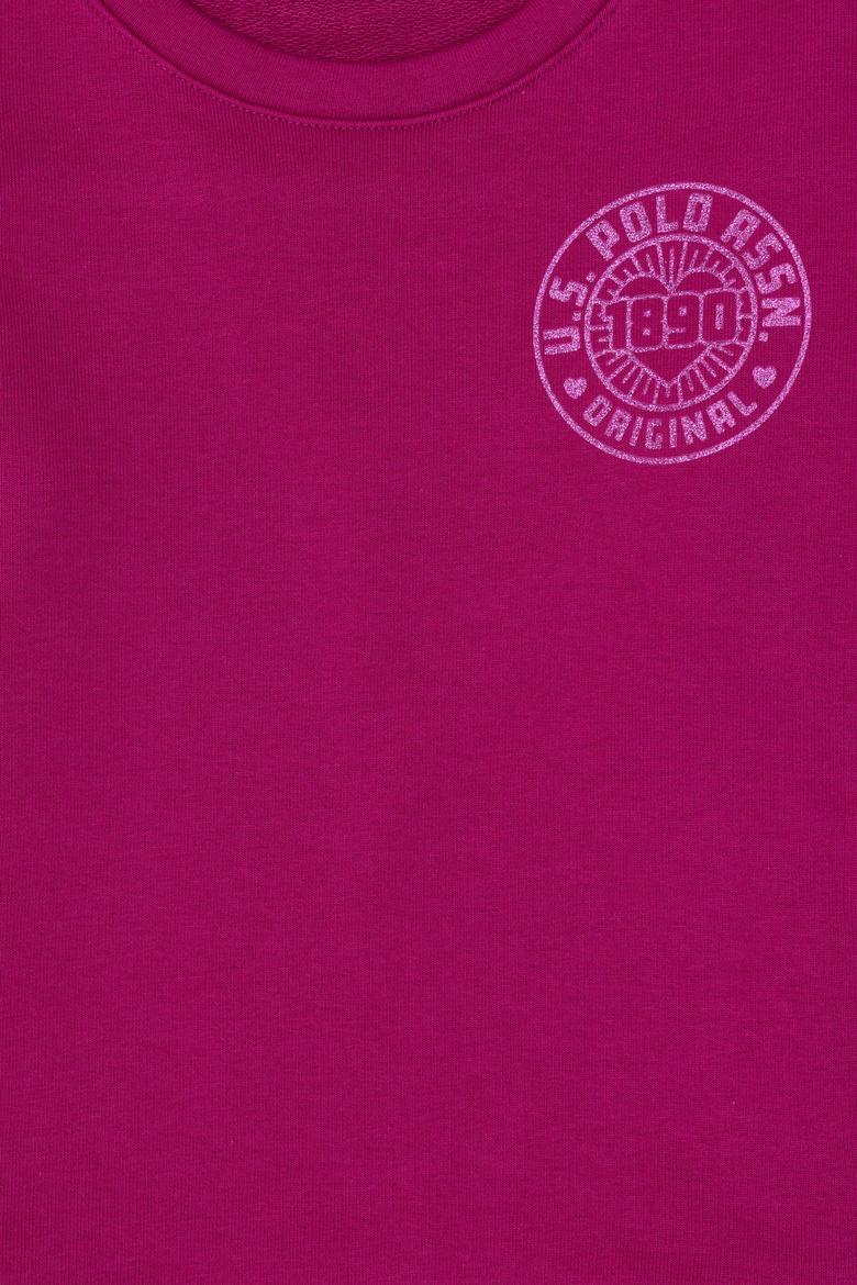 Kız Çocuk Fuşya Bisiklet Yaka Basic Sweatshirt - 50296391043