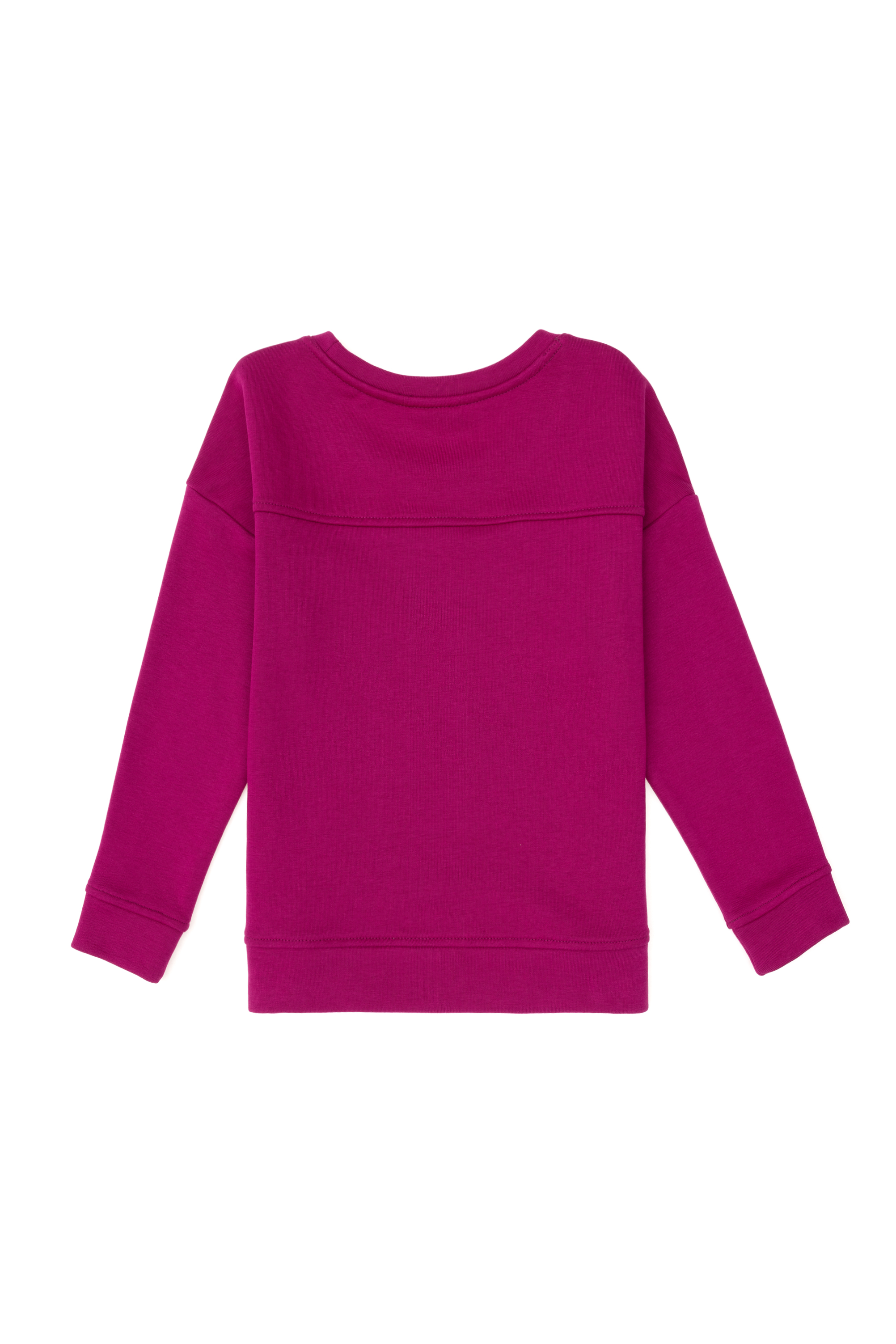 Kız Çocuk Fuşya Bisiklet Yaka Basic Sweatshirt