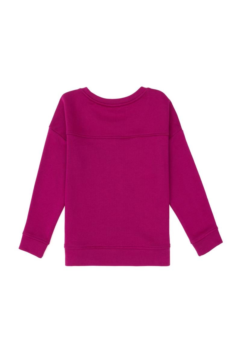 Kız Çocuk Fuşya Bisiklet Yaka Basic Sweatshirt - 50296391043