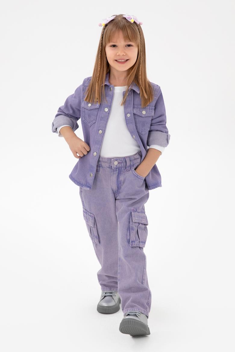 Kız Çocuk Menekşe Jean Pantolon