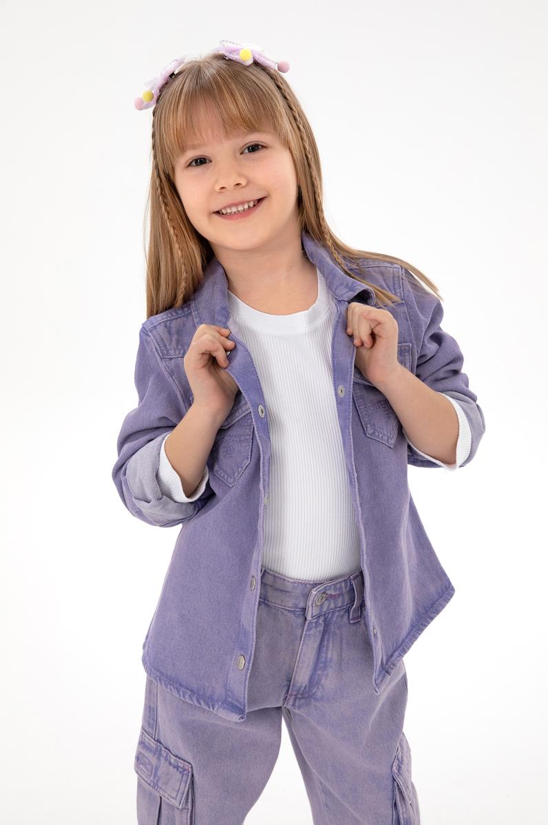Kız Çocuk Menekşe Jean Gömlek