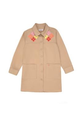 Kız Çocuk Camel İşlemeli Cep Detaylı Safari Model Dokuma Elbise - 50292654009