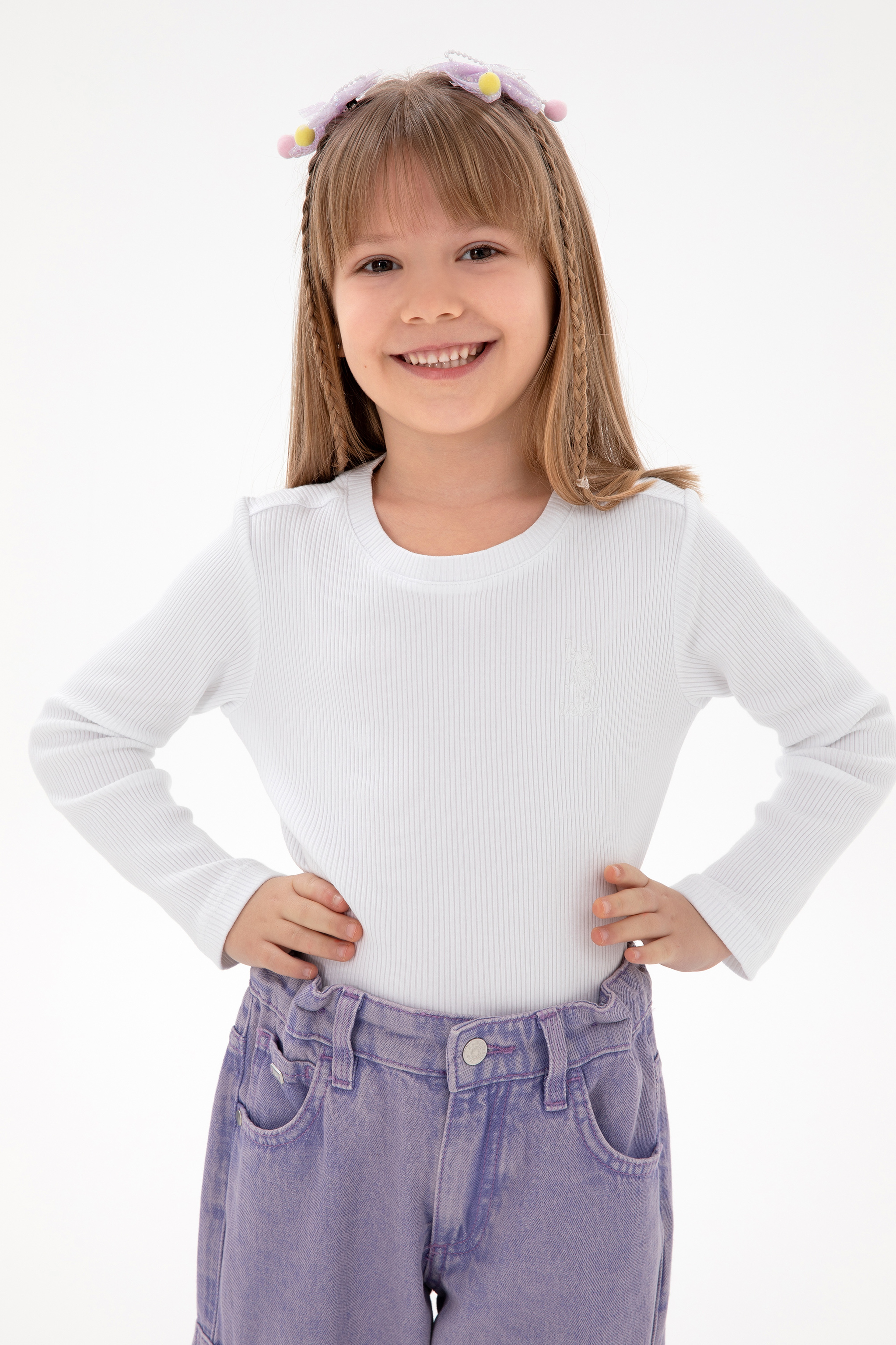 Kız Çocuk Beyaz Sweatshirt - Image 1