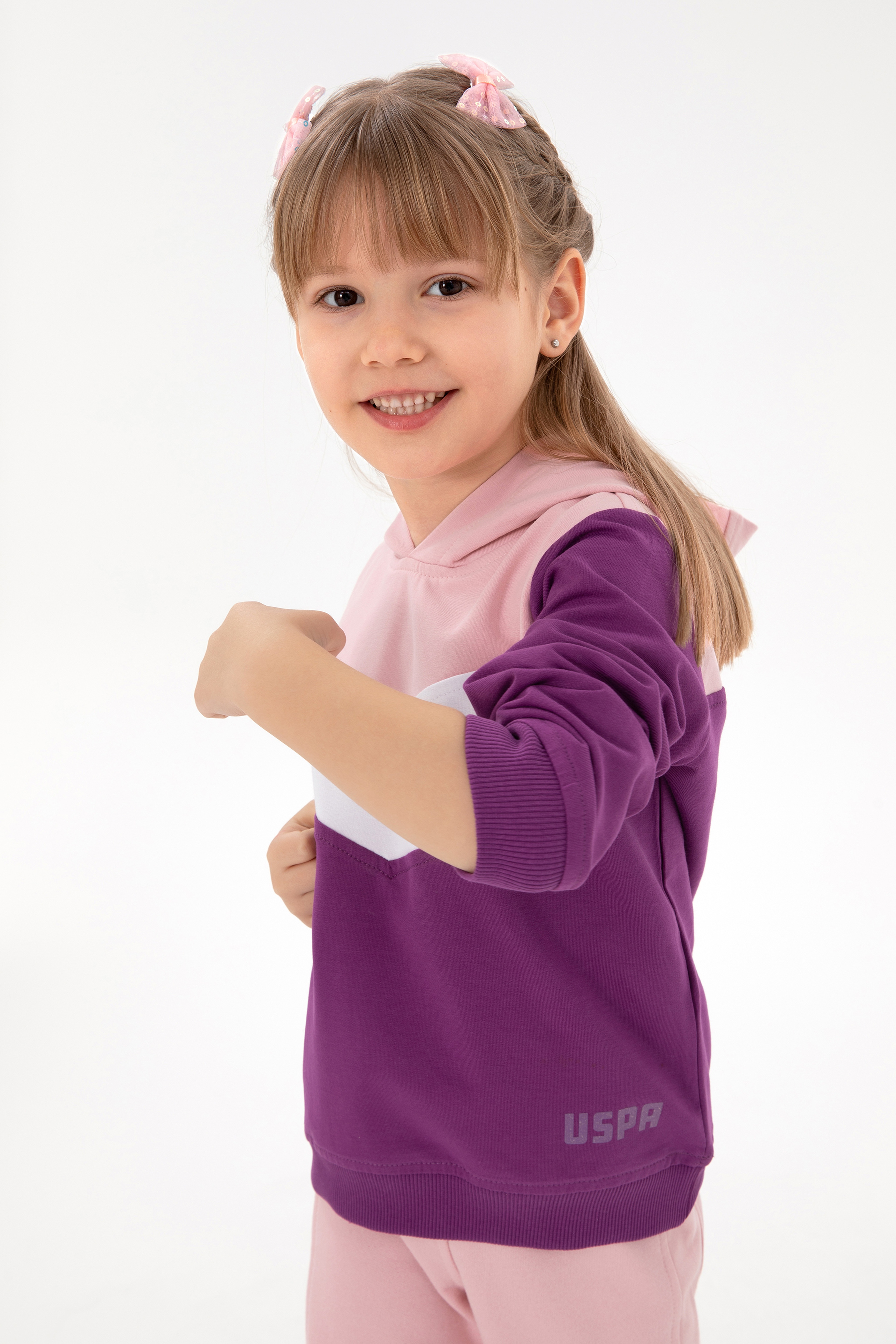 Kız Çocuk Menekşe Kapüşonlu Sweatshirt - Image 1