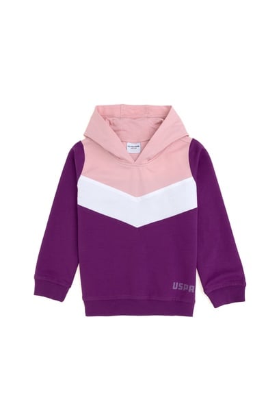 Kız Çocuk Menekşe Kapüşonlu Sweatshirt