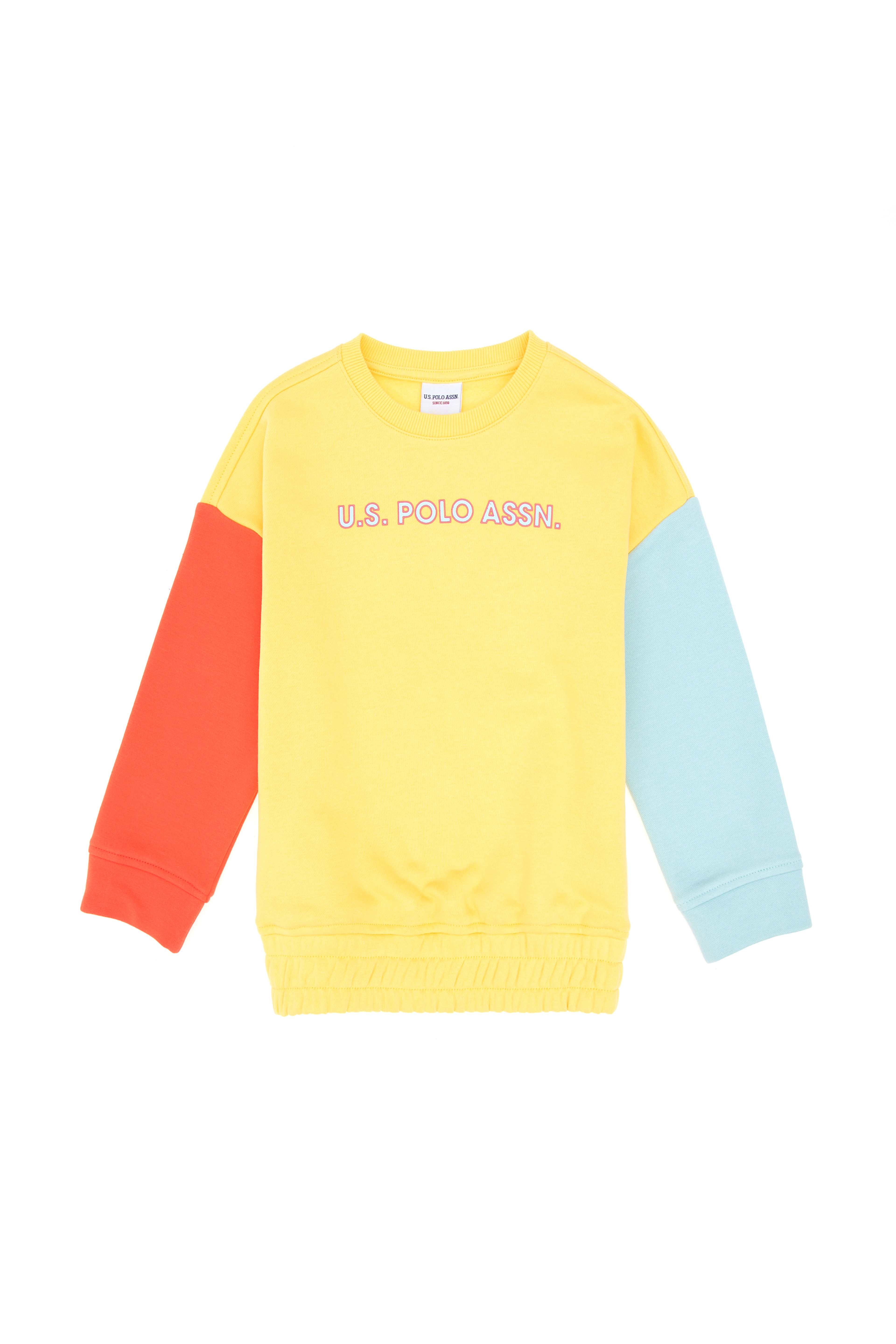 Kız Çocuk Sarı Bisiklet Yaka Şardonlu Sweatshirt
