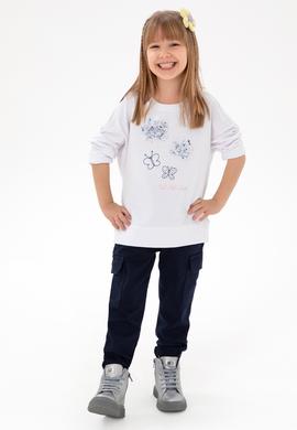 Kız Çocuk Lacivert Kanvas Pantolon - 50301376022