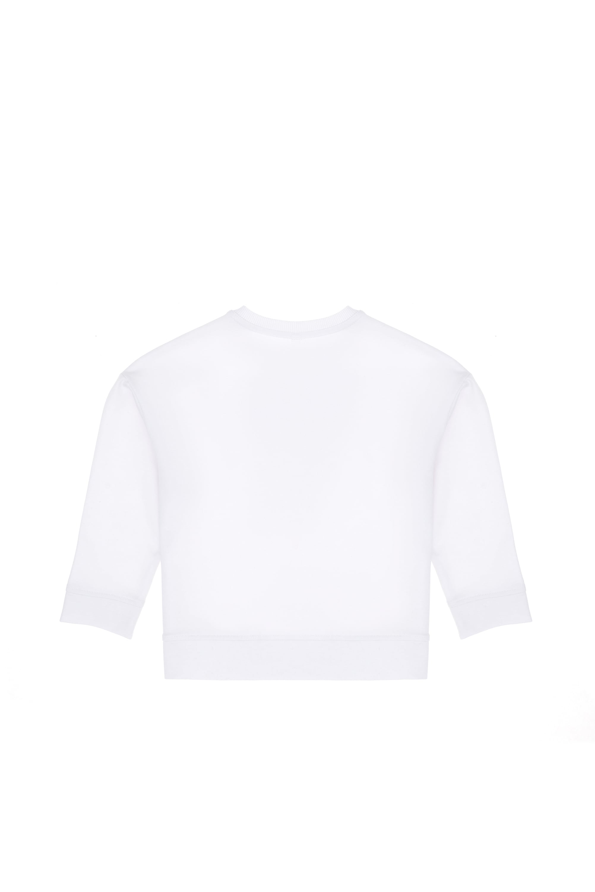 Kız Çocuk Beyaz Bisiklet Yaka Sweatshirt