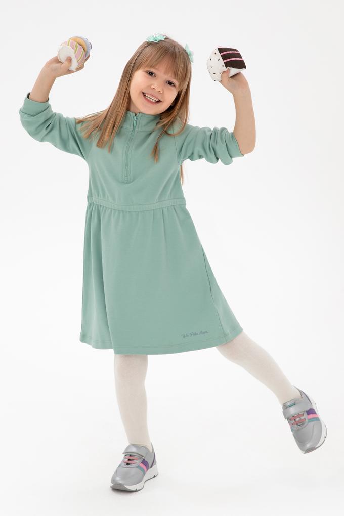 Kız Çocuk Su Yeşili Örme Elbise