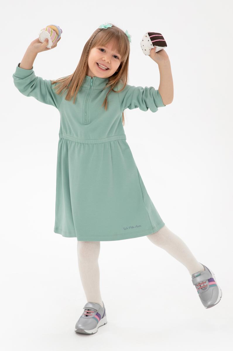 Kız Çocuk Su Yeşili Örme Elbise