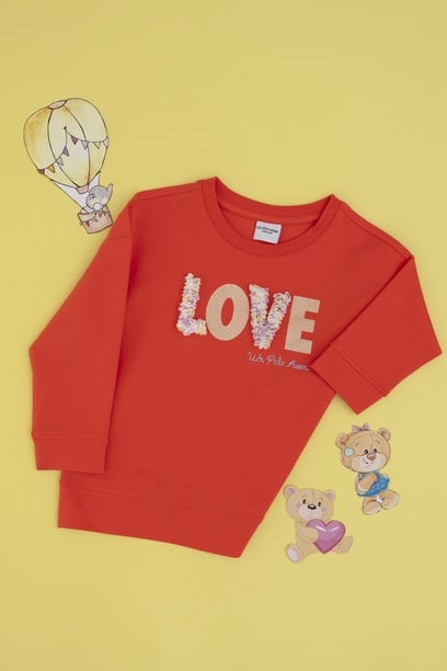 Kız Çocuk Nar Çiçeği Bisiklet Yaka Sweatshirt