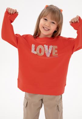 Kız Çocuk Nar Çiçeği Bisiklet Yaka Sweatshirt - 50298159003