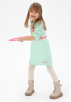 Kız Çocuk Su Yeşili Bisiklet Yaka Triko Elbise - 50297180020