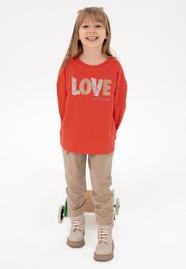 Kız Çocuk Nar Çiçeği Bisiklet Yaka Sweatshirt - 50298159003