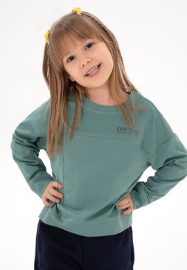 Kız Çocuk Mint Bisiklet Yaka Sweatshirt - 50296380031