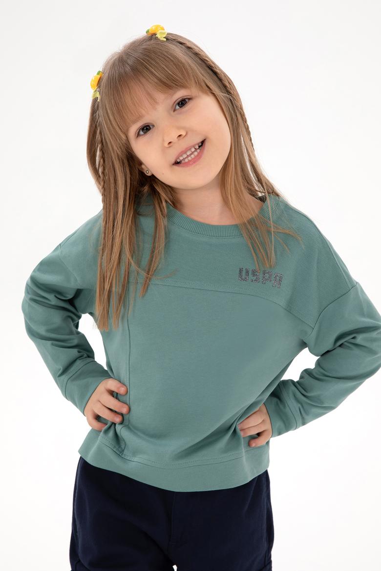 Kız Çocuk Mint Bisiklet Yaka Sweatshirt