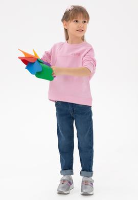 Kız Çocuk Pembe Bisiklet Yaka Sweatshirt - 50296380036