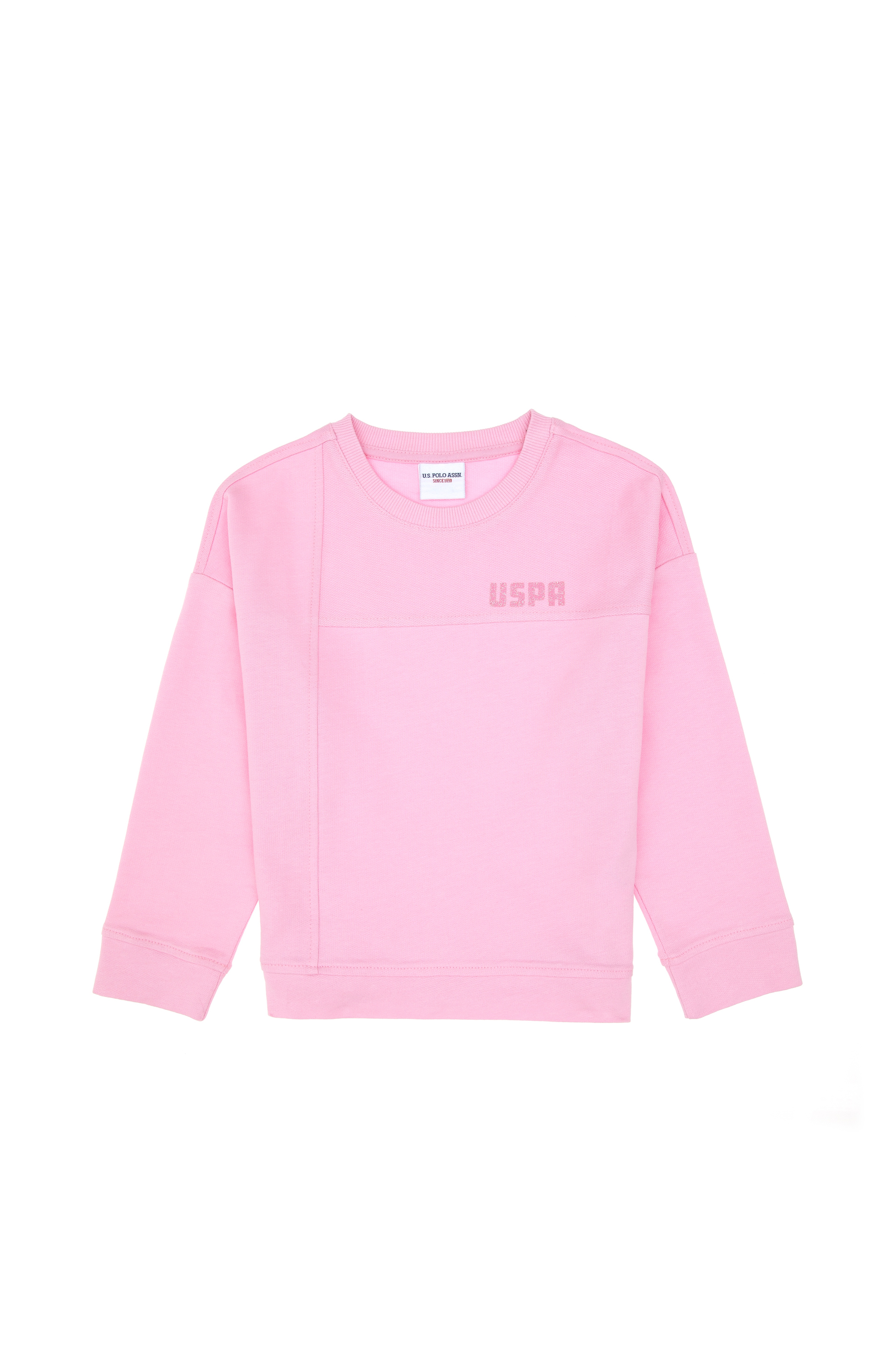 Kız Çocuk Pembe Bisiklet Yaka Sweatshirt - Image 4