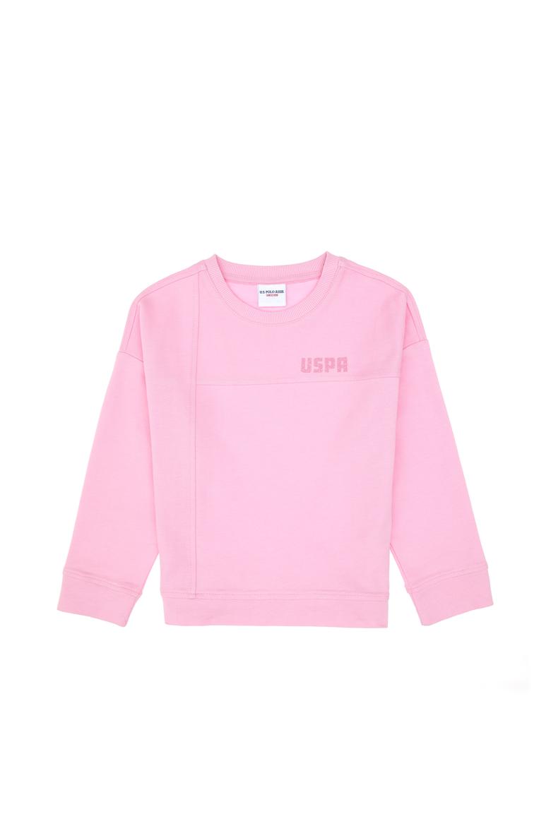 Kız Çocuk Pembe Bisiklet Yaka Sweatshirt - 50296380036