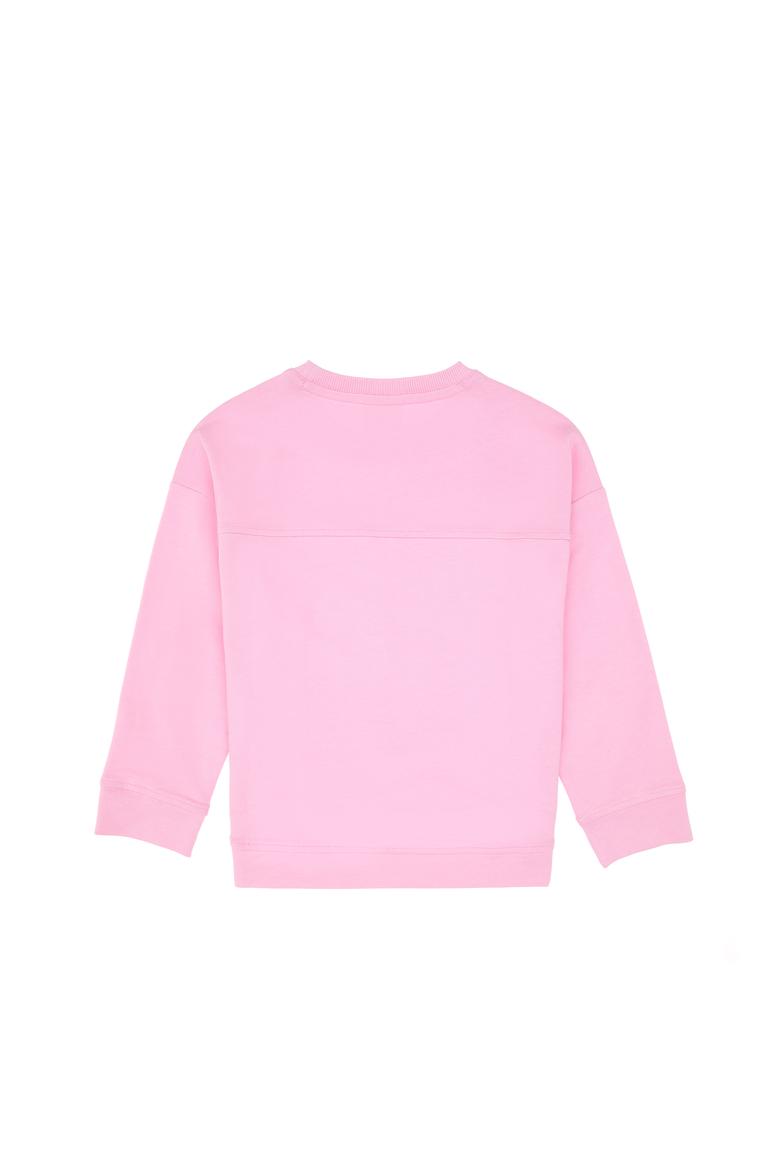 Kız Çocuk Pembe Bisiklet Yaka Sweatshirt - 50296380036