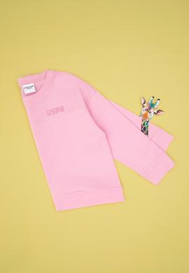 Kız Çocuk Pembe Bisiklet Yaka Sweatshirt - 50296380036