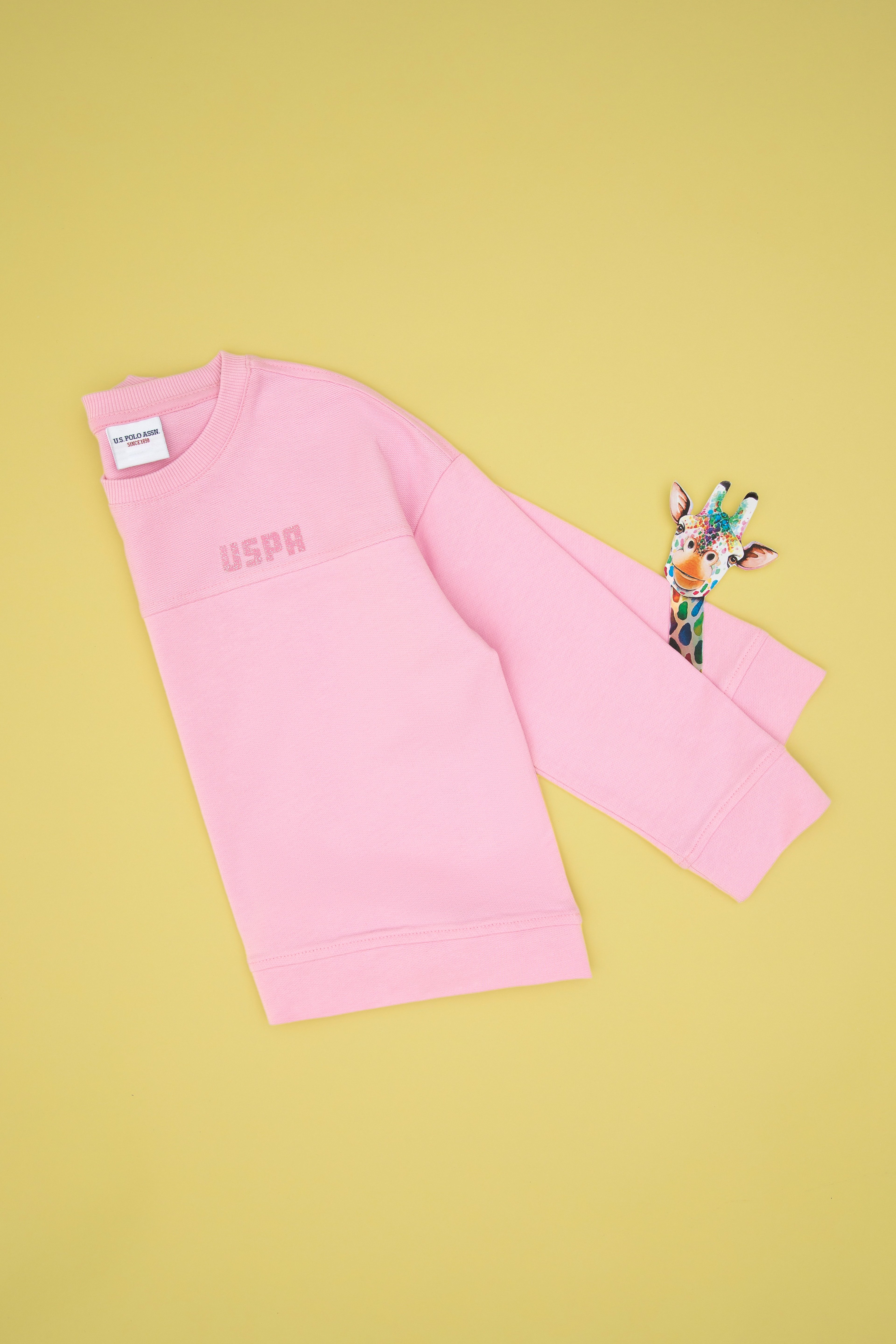 Kız Çocuk Pembe Bisiklet Yaka Sweatshirt