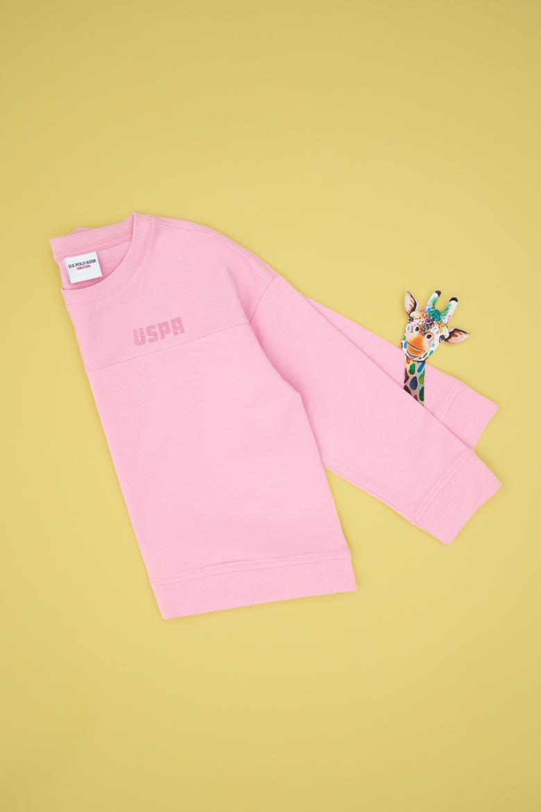 Kız Çocuk Pembe Bisiklet Yaka Sweatshirt - 50296380036