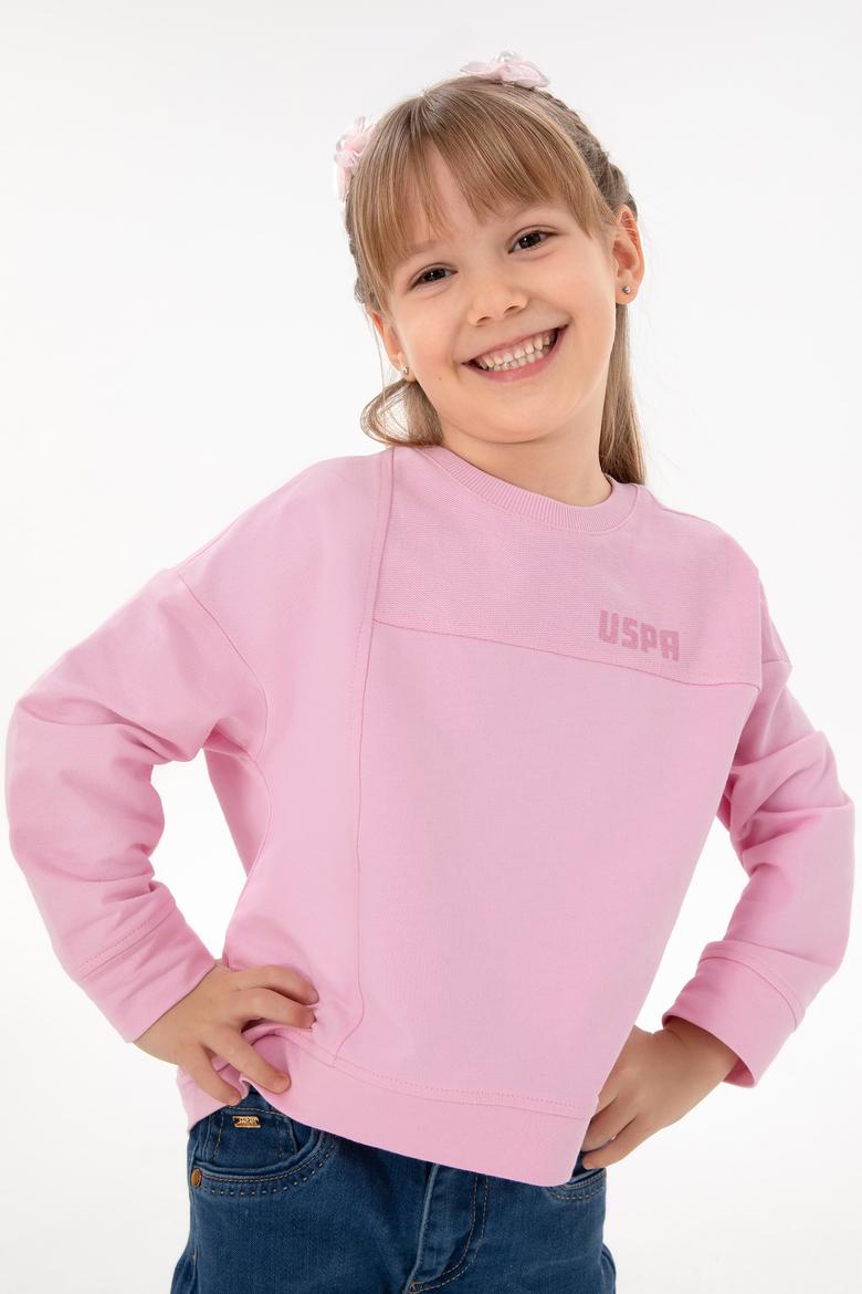 Kız Çocuk Pembe Bisiklet Yaka Sweatshirt