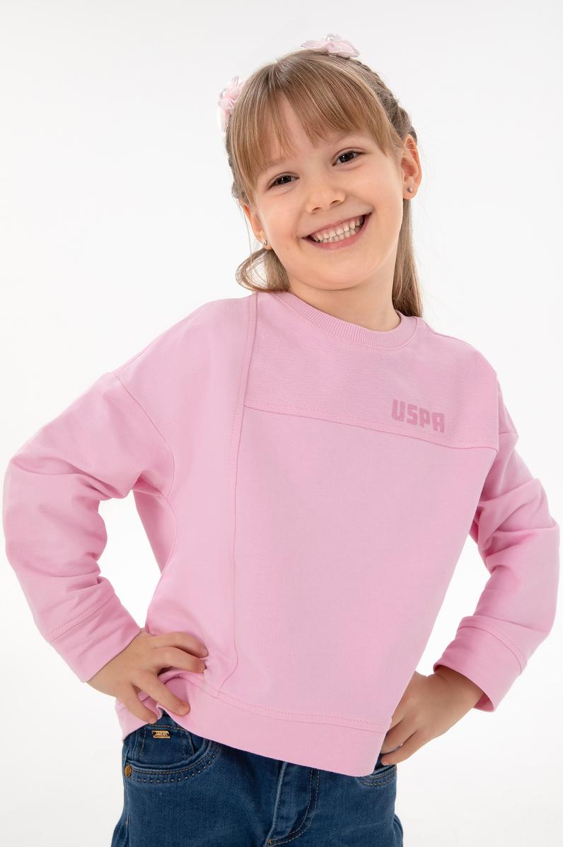 Kız Çocuk Pembe Bisiklet Yaka Sweatshirt