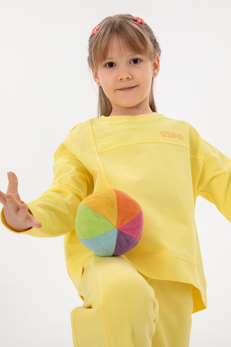 Kız Çocuk Sarı Bisiklet Yaka Sweatshirt