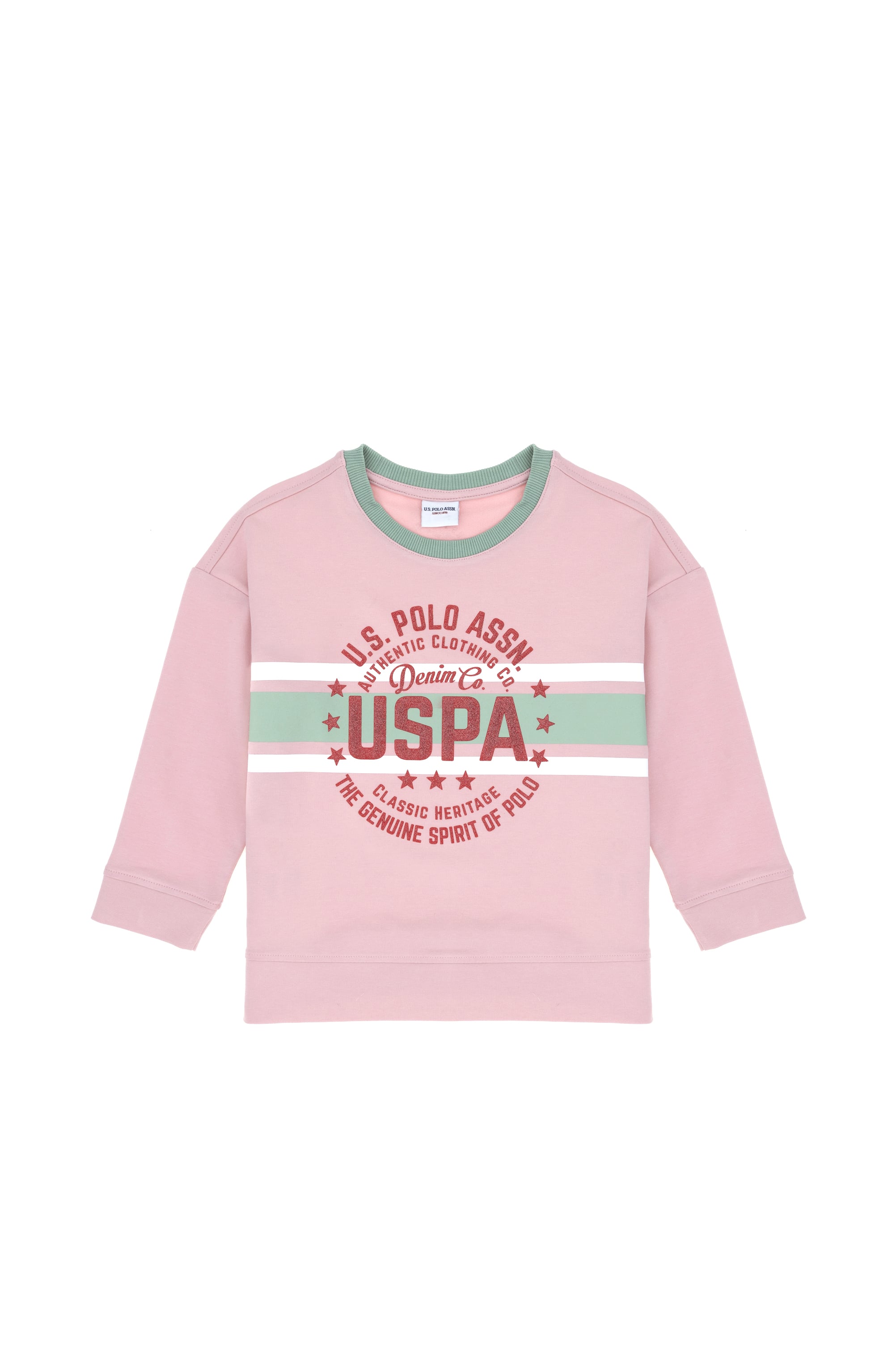 Kız Çocuk Pembe Bisiklet Yaka Sweatshirt
