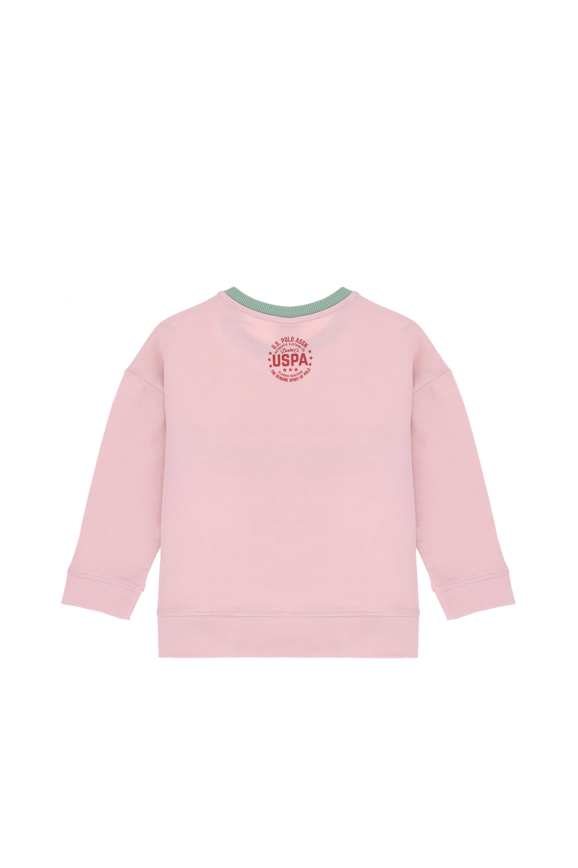 Kız Çocuk Pembe Bisiklet Yaka Sweatshirt - Image 5