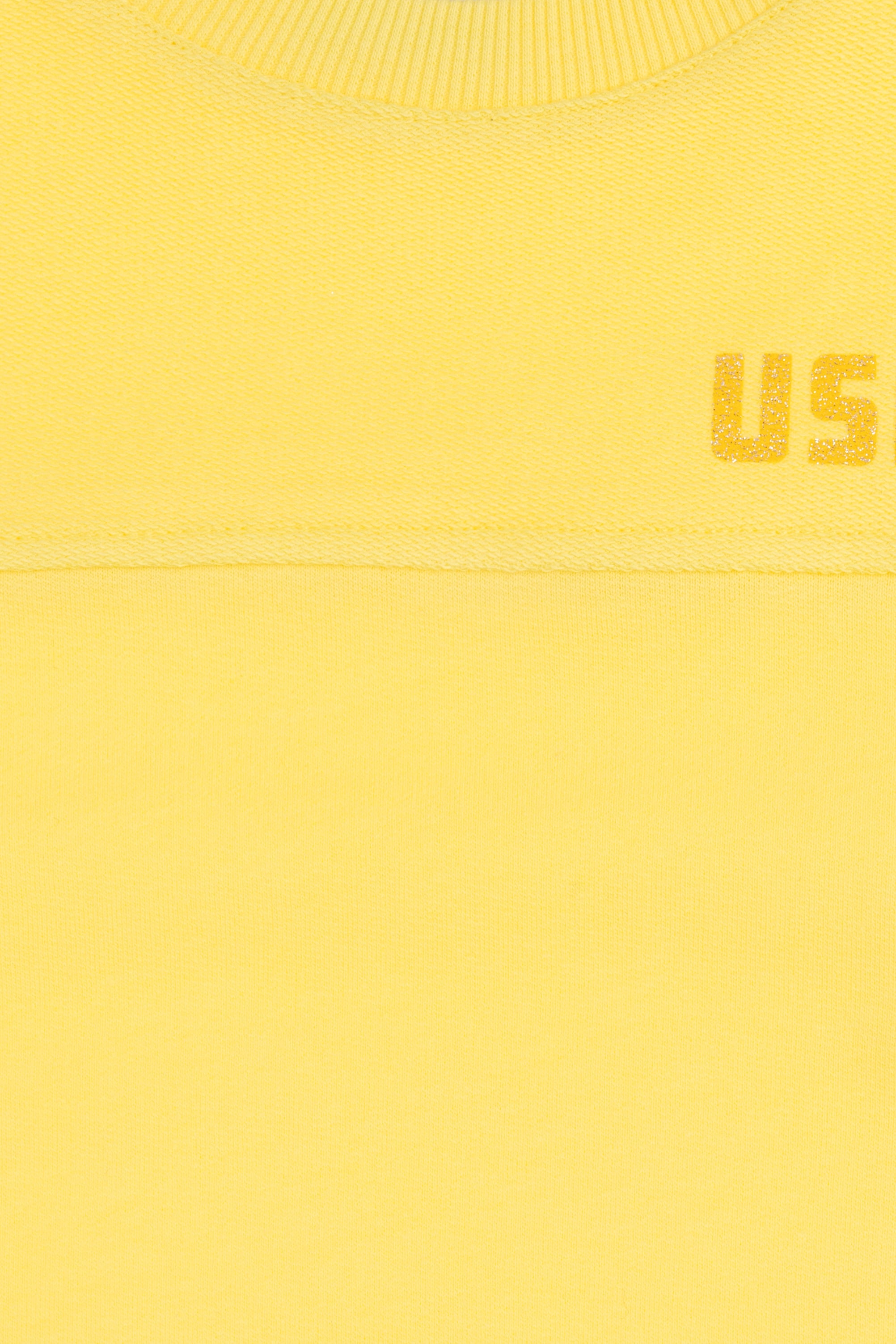 Kız Çocuk Sarı Bisiklet Yaka Sweatshirt