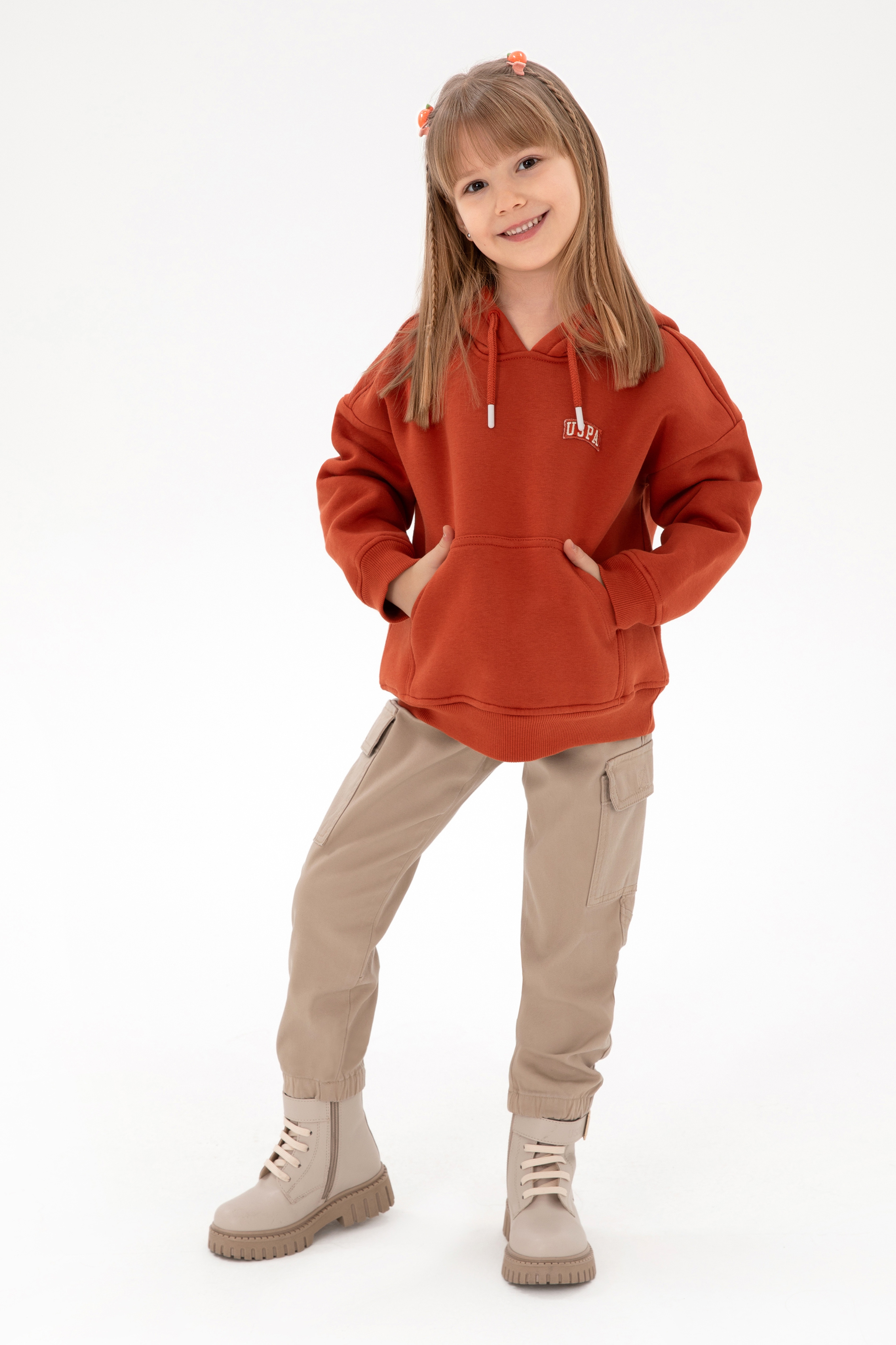 Kız Çocuk Kiremit Basic Sweatshirt - Image 2