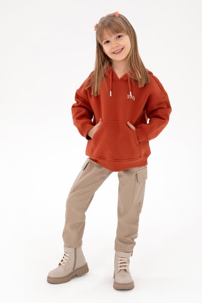 Kız Çocuk Kiremit Basic Sweatshirt