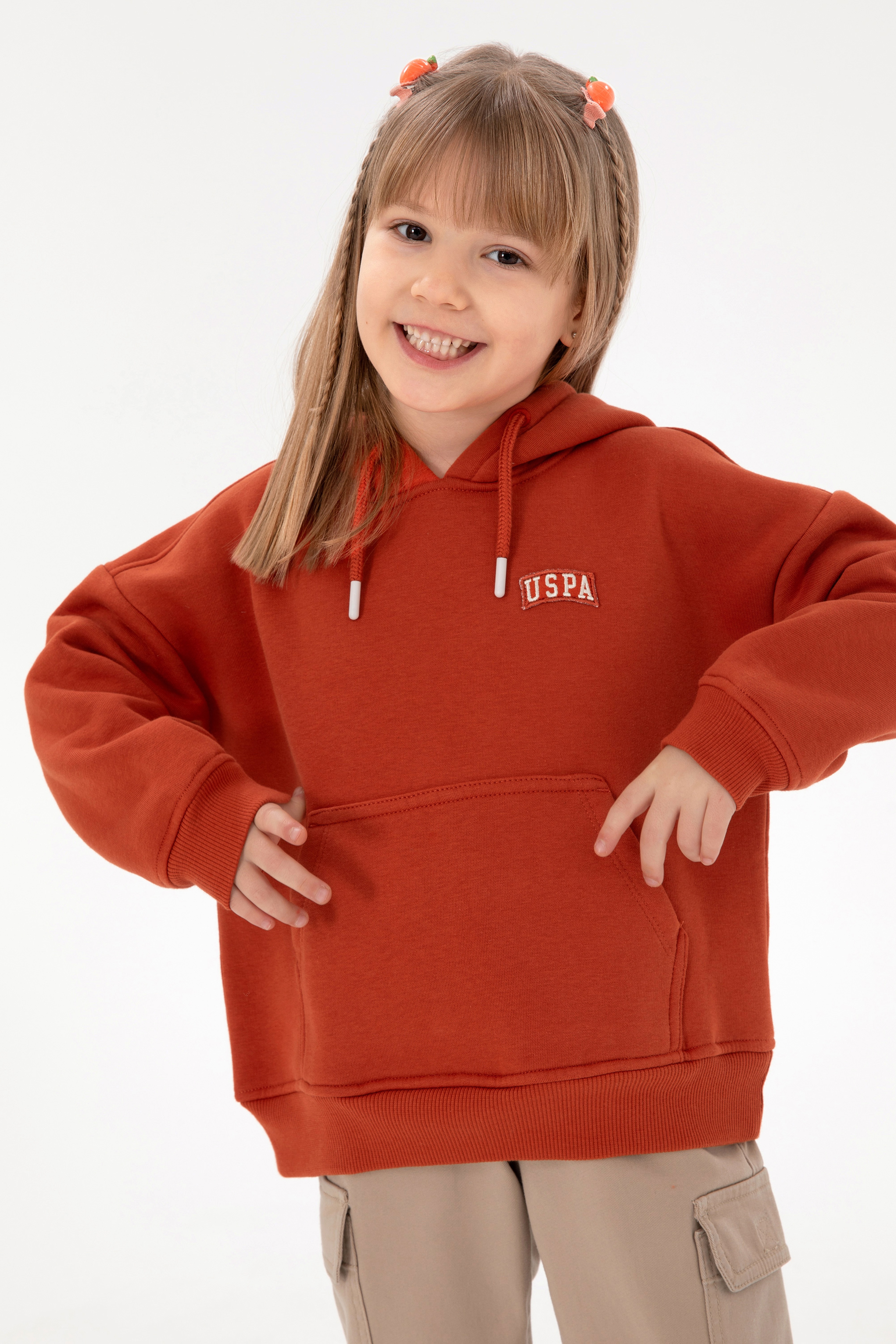 Kız Çocuk Kiremit Basic Sweatshirt - Image 1