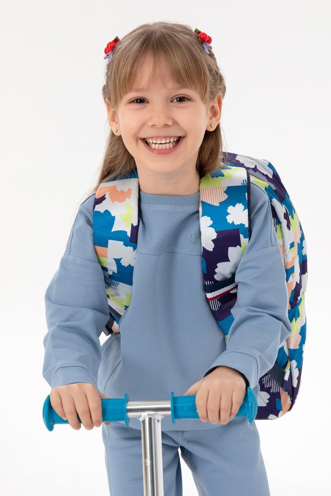 Kız Çocuk Açık Mavi Bisiklet Yaka Sweatshirt