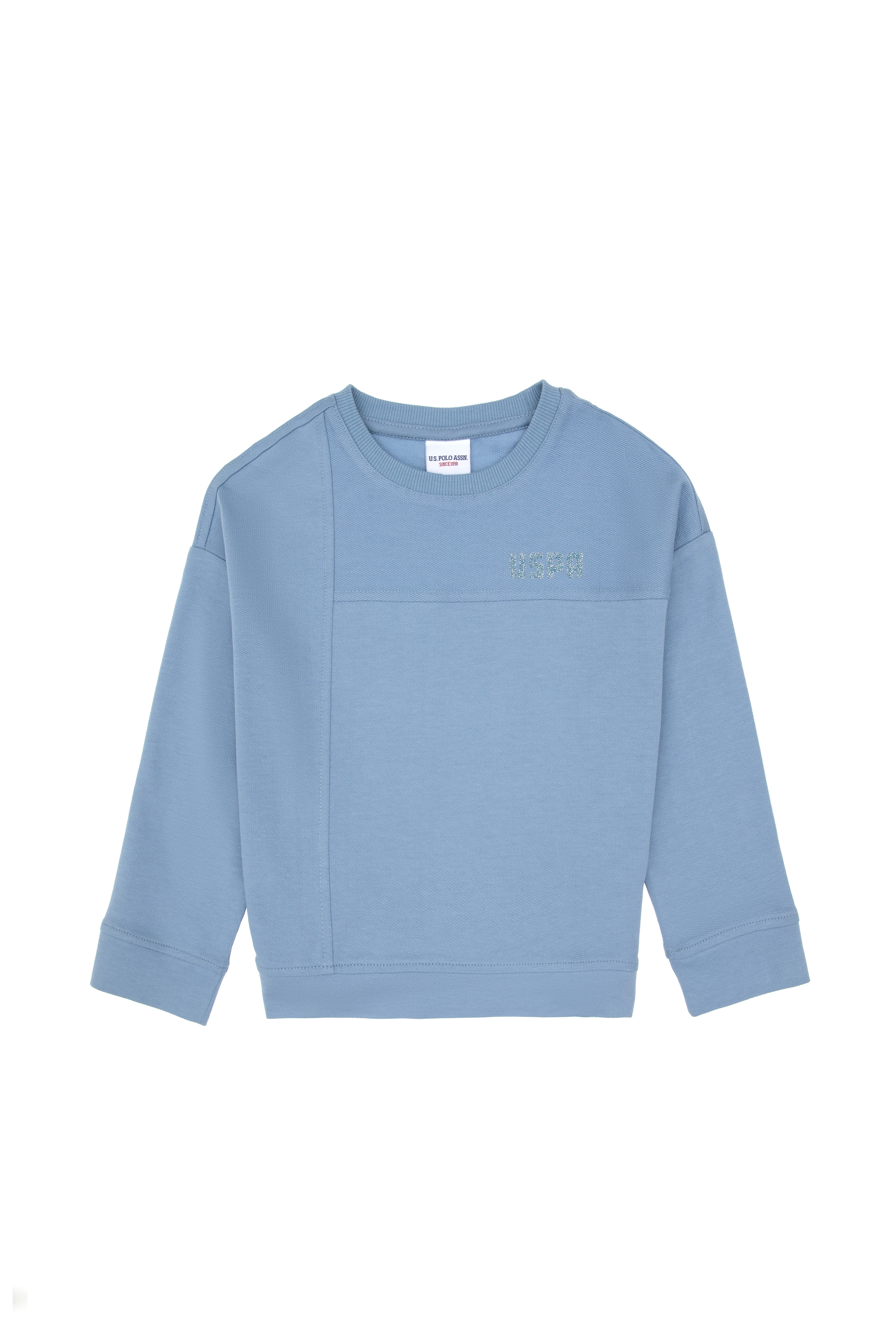 Kız Çocuk Açık Mavi Bisiklet Yaka Sweatshirt